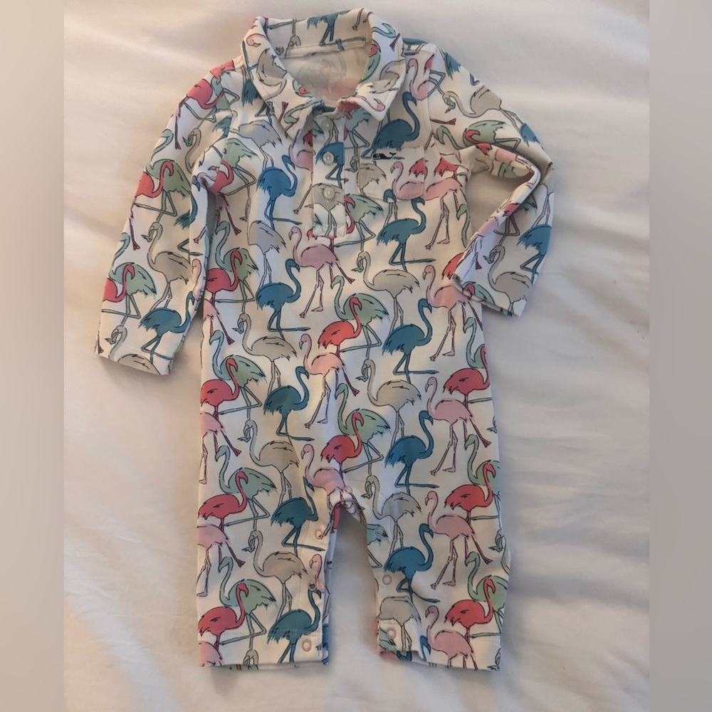 Vineyard Vinesbaby boys flamingo onesie